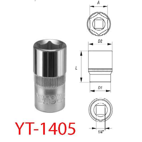 Đầu tuýp loại ngắn  6mm 1/4