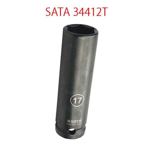 Đầu tuýp lục giác đen 1/2 inch thành mỏng, loại dài cỡ 19mm SATA 34412T
