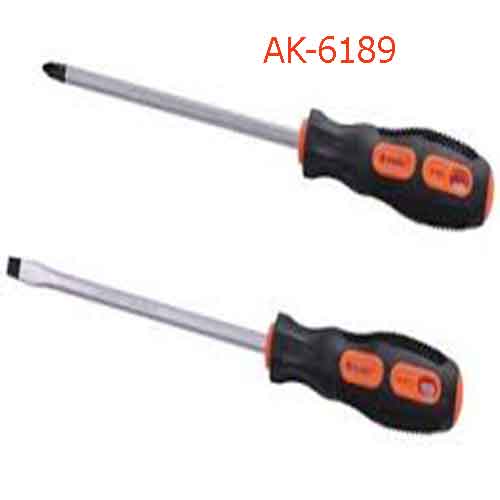 Tua vít thép cán cao su đen cam AK-6189
